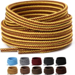 2 Pair Round Boot Laces Heavy Duty Durable Shoe Laces for Hiking Work Boots Outdoor Sports Shoelaces Sneaker Striped Shoelace