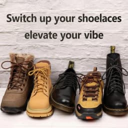 2 Pair Round Boot Laces Heavy Duty Durable Shoe Laces for Hiking Work Boots Outdoor Sports Shoelaces Sneaker Striped Shoelace