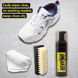 White Shoe Cleaner Foam Dry Cleaning Kit 150ML Waterless Foam Sneaker Cleaner Shoe Brush and Cleaning Cloth Set