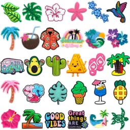 1/30PCS Hawaiian Casual Shoes Charms Decoration,Summer Style Accessories Pins For Shoes,Rainbow Sandals Clogs Buckles