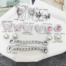 16PCS Butterfly Shoe Charms DIY Chains Accessories Silvery Heart Star Clog Shoes Buckles Decorations Removable Bling Shoe Clips