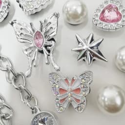 16PCS Butterfly Shoe Charms DIY Chains Accessories Silvery Heart Star Clog Shoes Buckles Decorations Removable Bling Shoe Clips