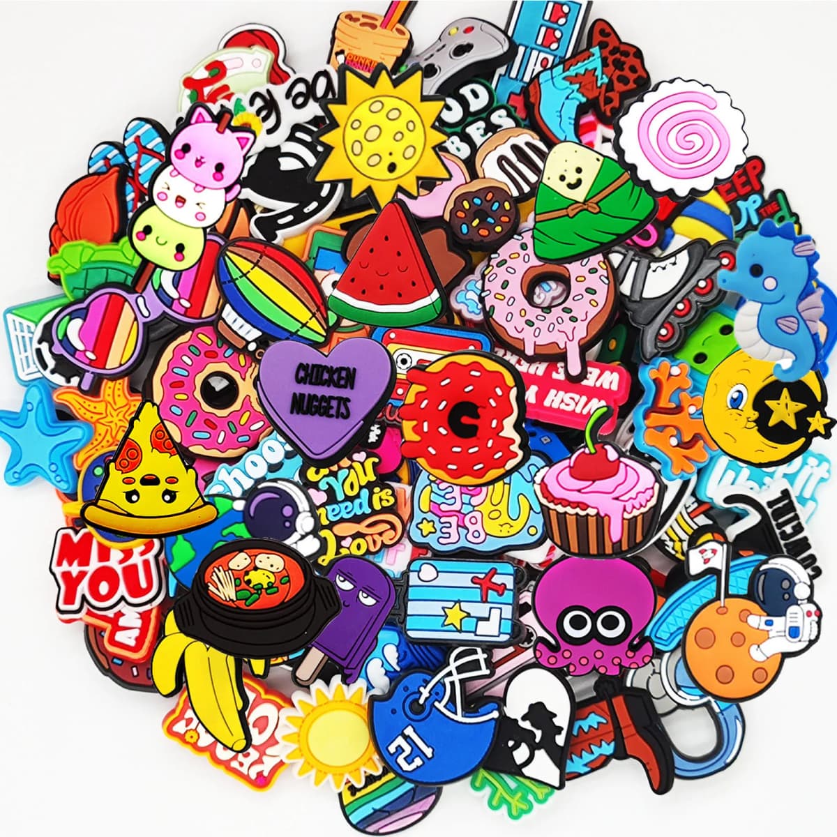 Random 10-200Pcs Non-Repeat Shoe Charms for Sandals, Beach Bags, PVC DIY Shoe Decorations Accessories Charms Premium Quality