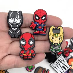 1/30pcs Cute Superhero PVC Shoe Charms Captain America Deadpool Thor Groot Venom Hi-Q Shoe DIY Accessories For Slides Sandals