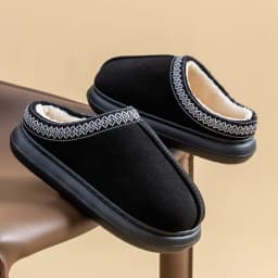 Men's Plush Fleece Lined Slippers Winter Warm House Shoes with Thick EVA Sole for Indoor/Outdoor Use Cozy Non-Slip Home Footwear