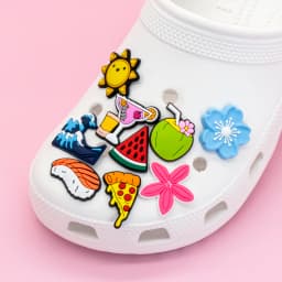1/25pcs Pink Flower Heart Watermelon Shoe Charms Airplane Ticket Luggage Shoe Decoration Pins for Women Pizza Banana Clog Jeans