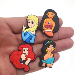 1/15pcs New Popular Cute Cartoon Princess Character PVC Shoe Charms For Slides Sandals DIY Clog Decor Little Girls Birthday