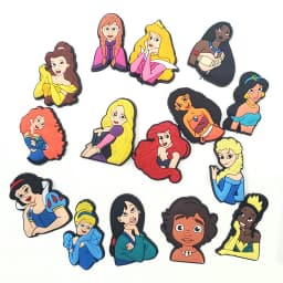 1/15pcs New Popular Cute Cartoon Princess Character PVC Shoe Charms For Slides Sandals DIY Clog Decor Little Girls Birthday