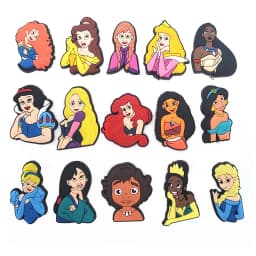 1/15pcs New Popular Cute Cartoon Princess Character PVC Shoe Charms For Slides Sandals DIY Clog Decor Little Girls Birthday