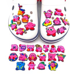 10/20/30pcs Kirby Pink Cartoon Shoe Charms PVC Decorations for Slides Clogs Sandals Girls Party Gift Buckle Accessories