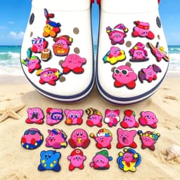 10/20/30pcs Kirby Pink Cartoon Shoe Charms PVC Decorations for Slides Clogs Sandals Girls Party Gift Buckle Accessories