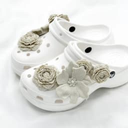 Cute Shoe Charms Set DIY Flower Hole Shoe Buckle Shoes Accessories 3D Flower Bouquet Bone White Hole Shoe Decorations For Women