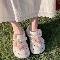 Cute Shoe Charms Set DIY Flower Hole Shoe Buckle Shoes Accessories 3D Flower Bouquet Bone White Hole Shoe Decorations For Women