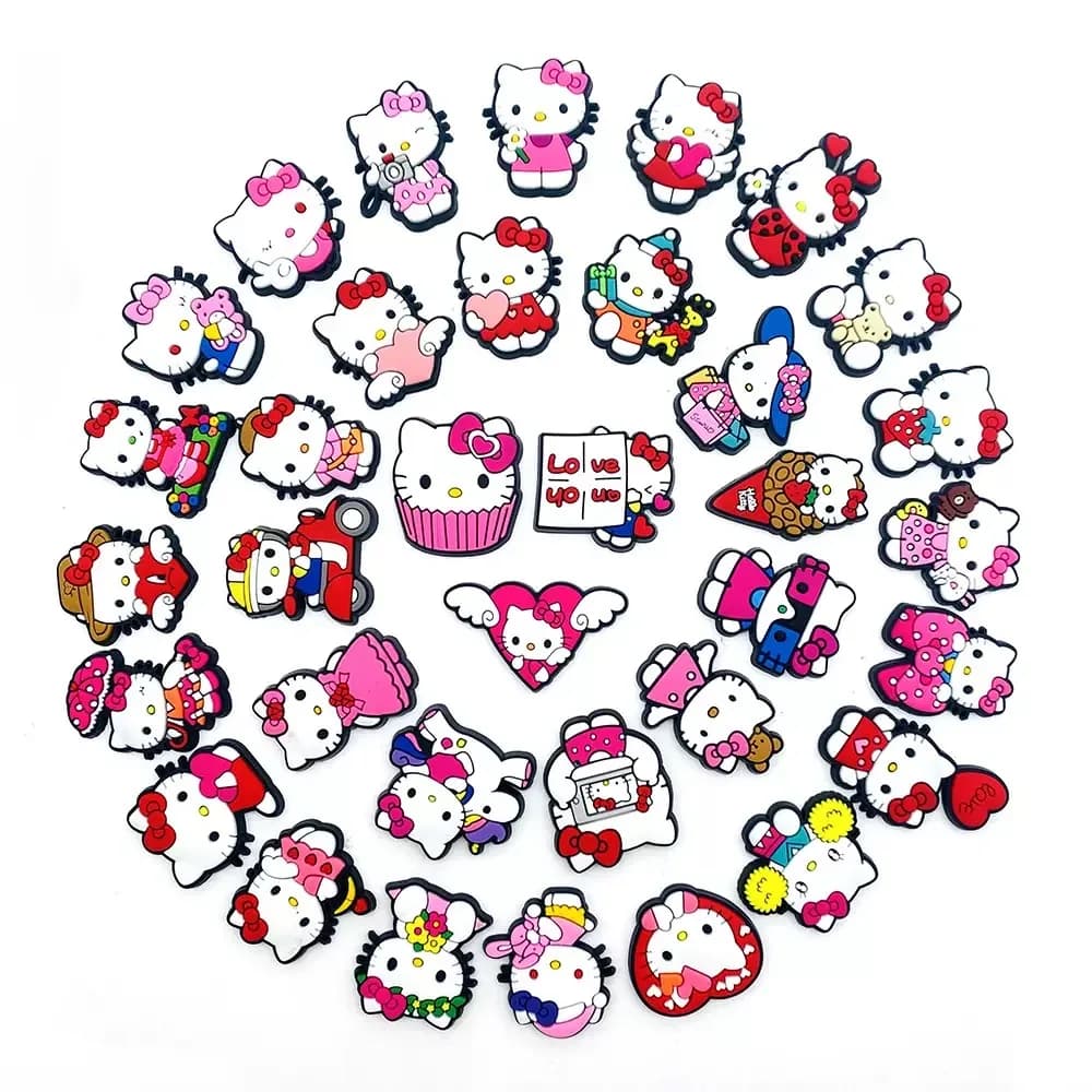 10-35Pcs Sanrio Hello Kitty Shoe Charms PVC Cartoon Clog Sandals Garden Shoe Accessorie Decorations Buckle for Holiday Gifts