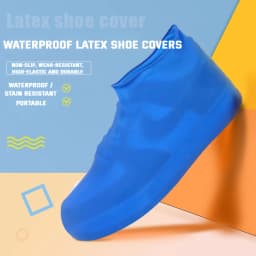 Elastic Waterproof Shoe Cover Outdoor Rain Boots Silicone Anti Slip Rain Shoe Cover PVC Portable Mid Thickened Latex Shoe Cover