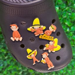 1-6Pcs Lovely Monkey PVC Shoe Buckle Charms Boys Girls Cartoon Clogs Decorations DIY Wristband Holiday Gift