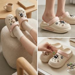 Summer Clogs Women Cute 3D Charms Garden Sandals Lightweight Soft EVA Beach Slippers Outdoor Non Slip Fashion Thick Sole Shoes
