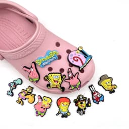12pcs Potdemiel SpongeBob SquarePants Shoe Charms For Cartoon Clogs Sandals Decoration PVC Anime Shoe Accessories Gift