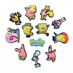 12pcs Potdemiel SpongeBob SquarePants Shoe Charms For Cartoon Clogs Sandals Decoration PVC Anime Shoe Accessories Gift
