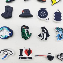 16PCS Love Fishing Series Shoe Charms DIY Decorations Funny Pattern Shoe Buckle Accessories Removable Clogs Shoe Clips Ornaments