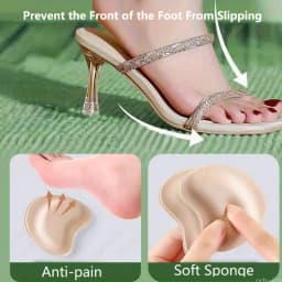 4Pairs Sponge Shoes Pads for Woman High Heels Long Time Standing Pain Relief Insoles Non-Slip Forefoot Pads for Big Shoes Insert
