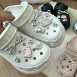 Hello Kitty Silvery Shoe Charms Set Cute Cartoon Plastics Decorations for Clogs & Sandals Perfect Gift for Boy Girl