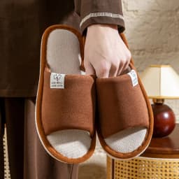 Men's Spring Summer Breathable Slippers Non-Slip Indoor House Shoes,Couples Soft Sole Open-Toe Slippers for All Seasons Home Use