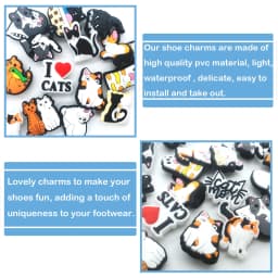 21Pcs Cute Cat Series Shoe Charms For Shoe Key Chain Sandals Beach Bags, PVC DIY Shoe Decorations Accessories Shoes Pins