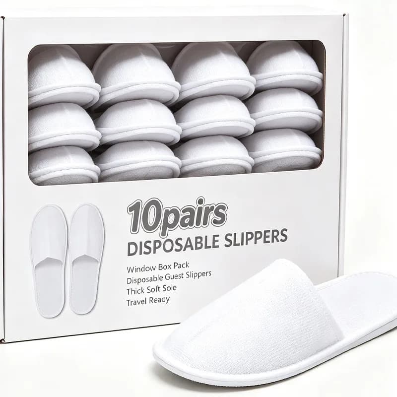 Disposable Slippers White Non Slip Unisex Hotel Spa Travel Slippers Lightweight Eco Friendly Comfortable Soft Slipper Women Men