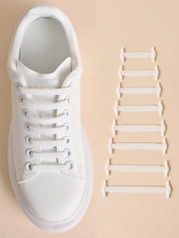 16Pcs/Pack White Silicone No Tie Shoe Laces Stretch Shoelaces For Sneakers Casual Shoes Sports Shoes Combat Boots