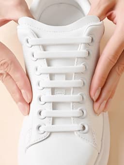 16Pcs/Pack White Silicone No Tie Shoe Laces Stretch Shoelaces For Sneakers Casual Shoes Sports Shoes Combat Boots