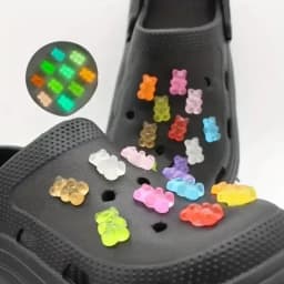 10/20PCS Glow-In-The-Dark Cute Bears Shoe Charms for Clogs Accessories Luminous Clips DIY Slides Sandals Shoe Buckles Decor