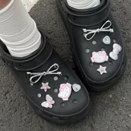 Hello Kitty Shoe Charms Set Silver Katie KT Cat Girls Women Sandals Accessories Hole Shoes Slippers & Clogs Decoration