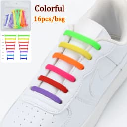 16pcs/lot No Tie Shoelace Lacing Special Silicone Elastic Shoelaces Kid Adult Sneakers Quick Shoe Lace Creative Lazy Rubber Lace