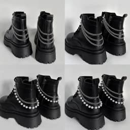 2pcs Multi-layer Versatile Pearl Stainless Steel Chain Shoe Accessories Fashion Removable Design Shoes Chain Jewellery