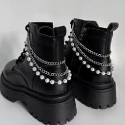 2pcs Multi-layer Versatile Pearl Stainless Steel Chain Shoe Accessories Fashion Removable Design Shoes Chain Jewellery