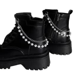 2pcs Multi-layer Versatile Pearl Stainless Steel Chain Shoe Accessories Fashion Removable Design Shoes Chain Jewellery