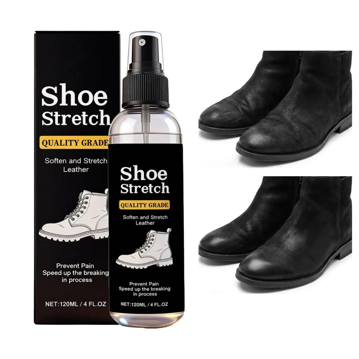 120ml Shoe Stretcher Spray Softening Stretching Liquid Professional Boot Stretcher Spray for leather, suede canvas softeners