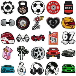 1/25PCS Cool Shoe Charms Racing Accessories for Boys, Jeep and Supercar Charms for Shoes, Cross-Shaped Sandal and Clog Buckles