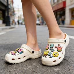 32pcs/set DIY Shoe Charms SpongeBob SquarePants PVC Decorations Fit for Bubble Slides Sandals