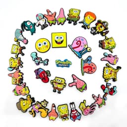 32pcs/set DIY Shoe Charms SpongeBob SquarePants PVC Decorations Fit for Bubble Slides Sandals