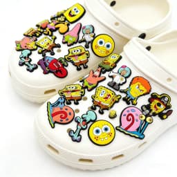 32pcs/set DIY Shoe Charms SpongeBob SquarePants PVC Decorations Fit for Bubble Slides Sandals