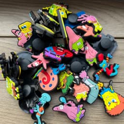 32pcs/set DIY Shoe Charms SpongeBob SquarePants PVC Decorations Fit for Bubble Slides Sandals