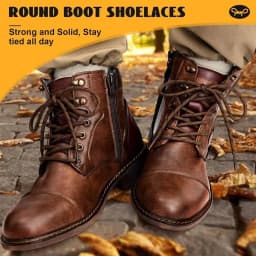 2 Pairs Heavy Duty Work Boots Shoelaces 4.5mm Diameter Round German Training Hiking Shoe Laces for Men And Women
