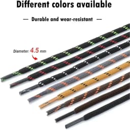 2 Pairs Heavy Duty Work Boots Shoelaces 4.5mm Diameter Round German Training Hiking Shoe Laces for Men And Women