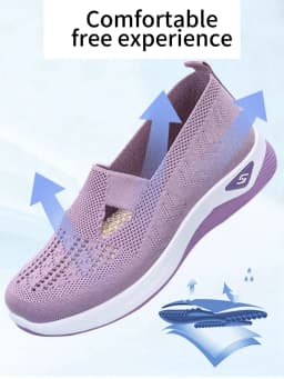 Women's shoes Solid Color Breathable Sneakers, casual sneaker women's summer sneakers, Low-top Knitted Casual Shoes Mom Shoes