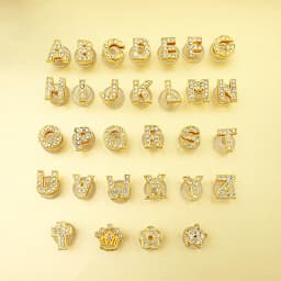 Golden Letters Crystal Diamond Alloy Charms Accessories Fashion Soft PVC Shoes Buckle Kids Decoration Design Wholesale 1Pcs