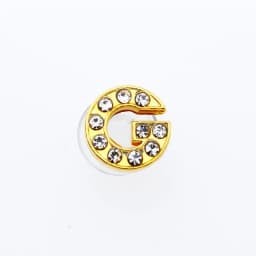 Golden Letters Crystal Diamond Alloy Charms Accessories Fashion Soft PVC Shoes Buckle Kids Decoration Design Wholesale 1Pcs