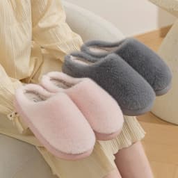 Winter Fluffy Furry House Slippers for Women Solid Color Plush Warm Cotton Shoes Woman Thick Soft Sole Faux Fur Indoor Slippers