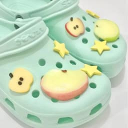 New 1 Set Summer Fresh Apple Sliced Shoe Charms Set Advanced Fruit Shoe Decorations DIY 3D Detachable Buckle Shoes Accessories